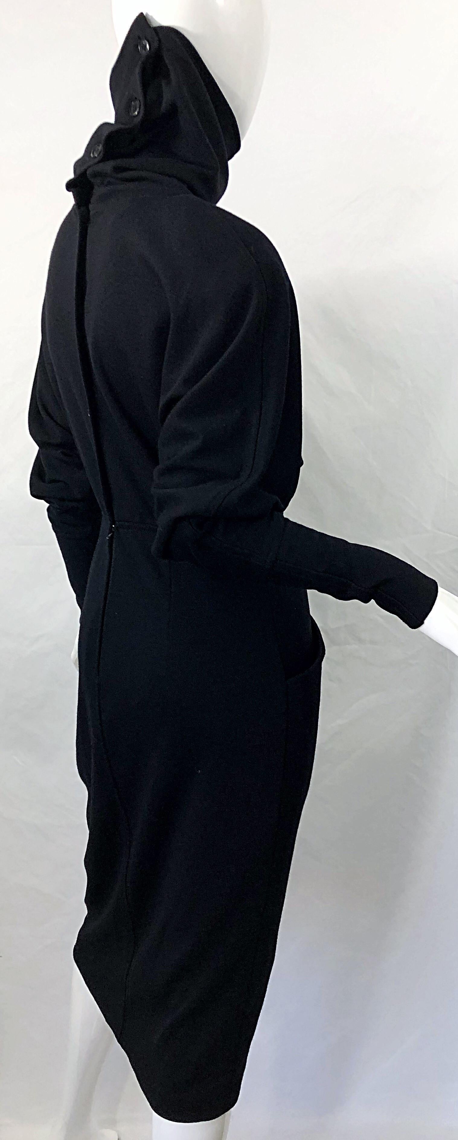 Robe pull à col roulé en laine noire Avant Garde Gucci - Taille 42 - Vintage - années 80 en vente 5