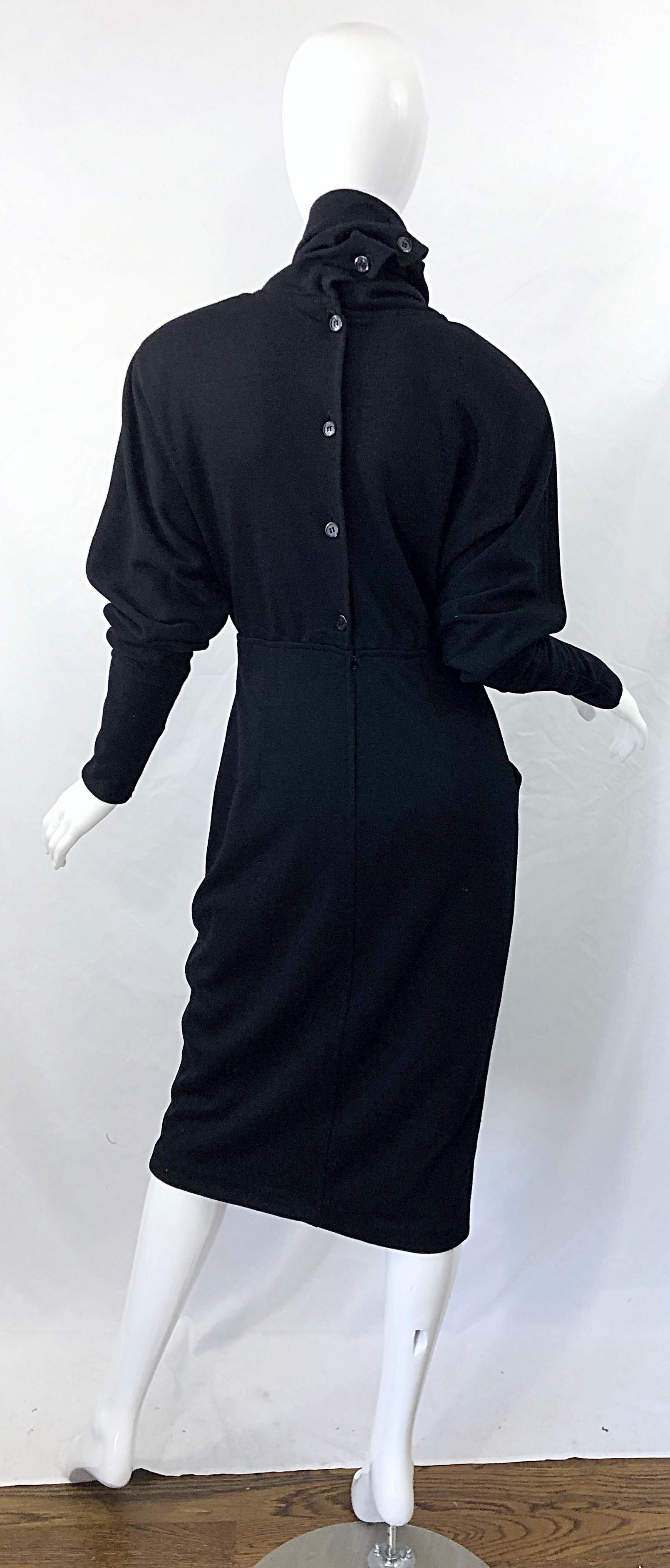 Robe pull à col roulé en laine noire Avant Garde Gucci - Taille 42 - Vintage - années 80 en vente 7