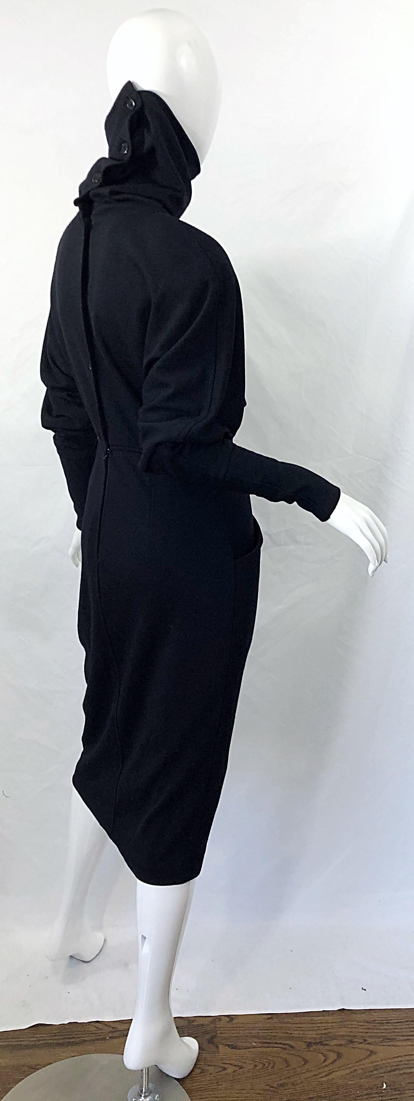 Robe pull à col roulé en laine noire Avant Garde Gucci - Taille 42 - Vintage - années 80 Excellent état - En vente à San Diego, CA
