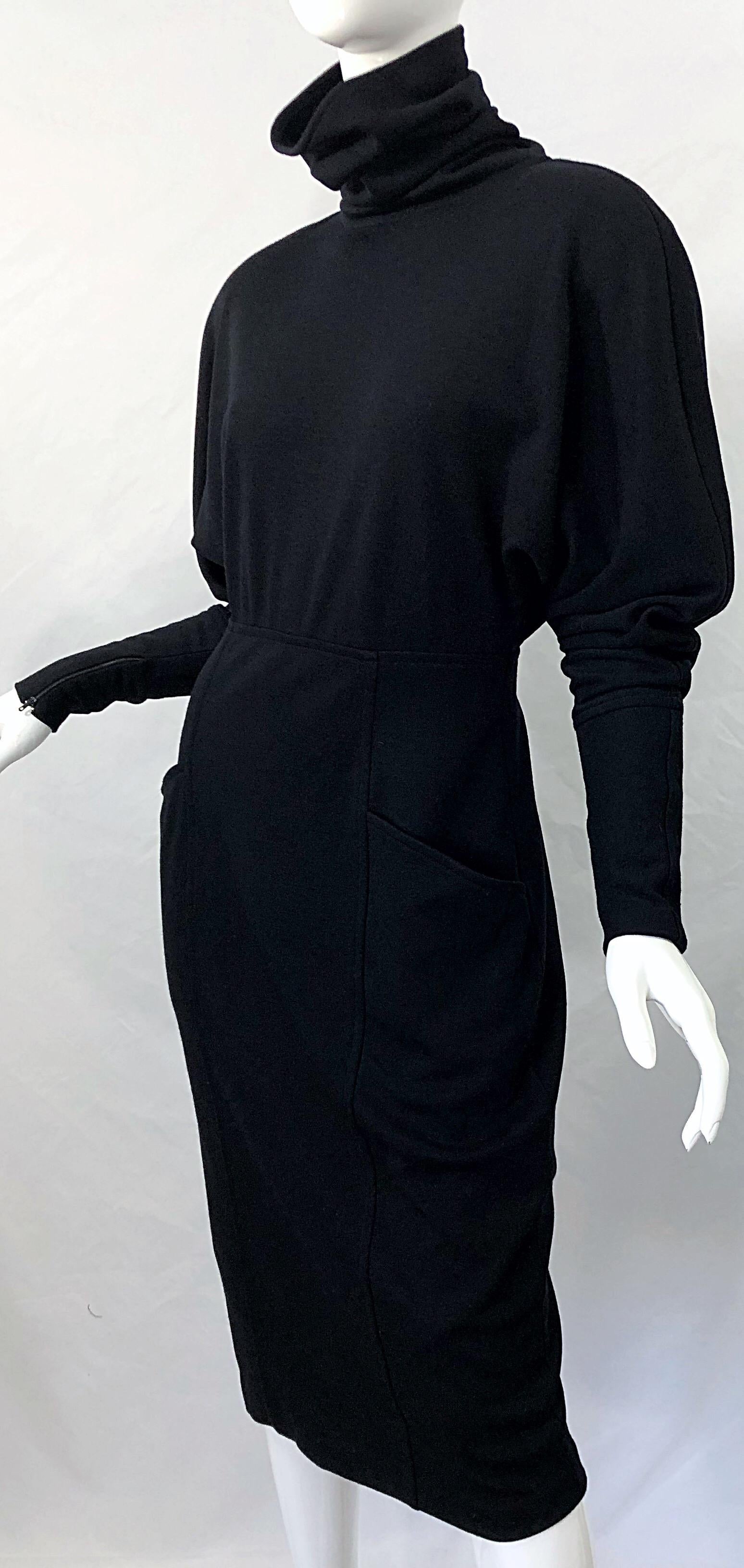 Robe pull à col roulé en laine noire Avant Garde Gucci - Taille 42 - Vintage - années 80 Pour femmes en vente