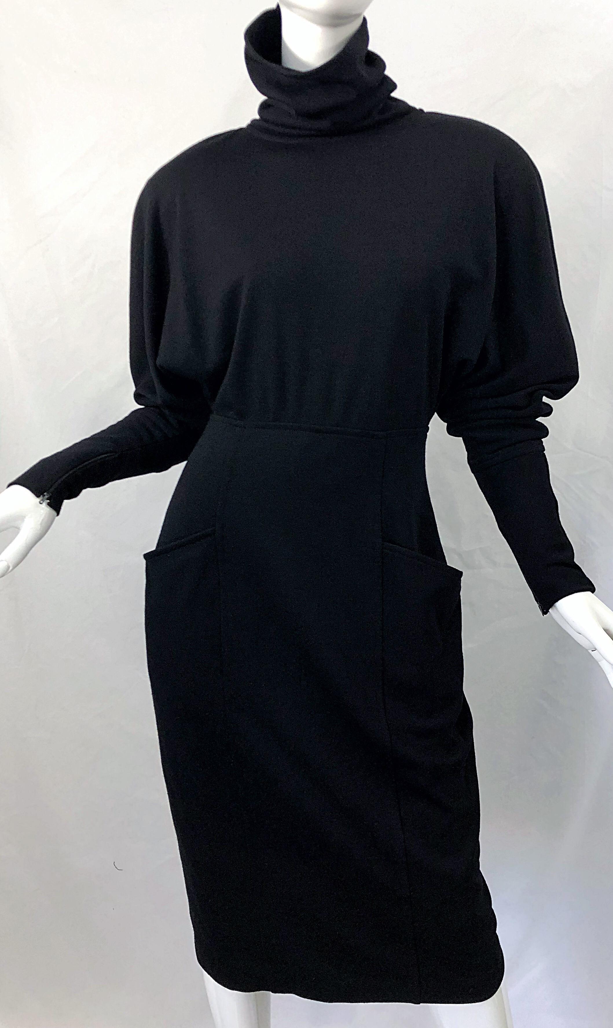 Robe pull à col roulé en laine noire Avant Garde Gucci - Taille 42 - Vintage - années 80 en vente 3