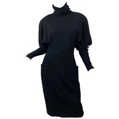 Robe pull à col roulé en laine noire Avant Garde Gucci - Taille 42 - Vintage - années 80