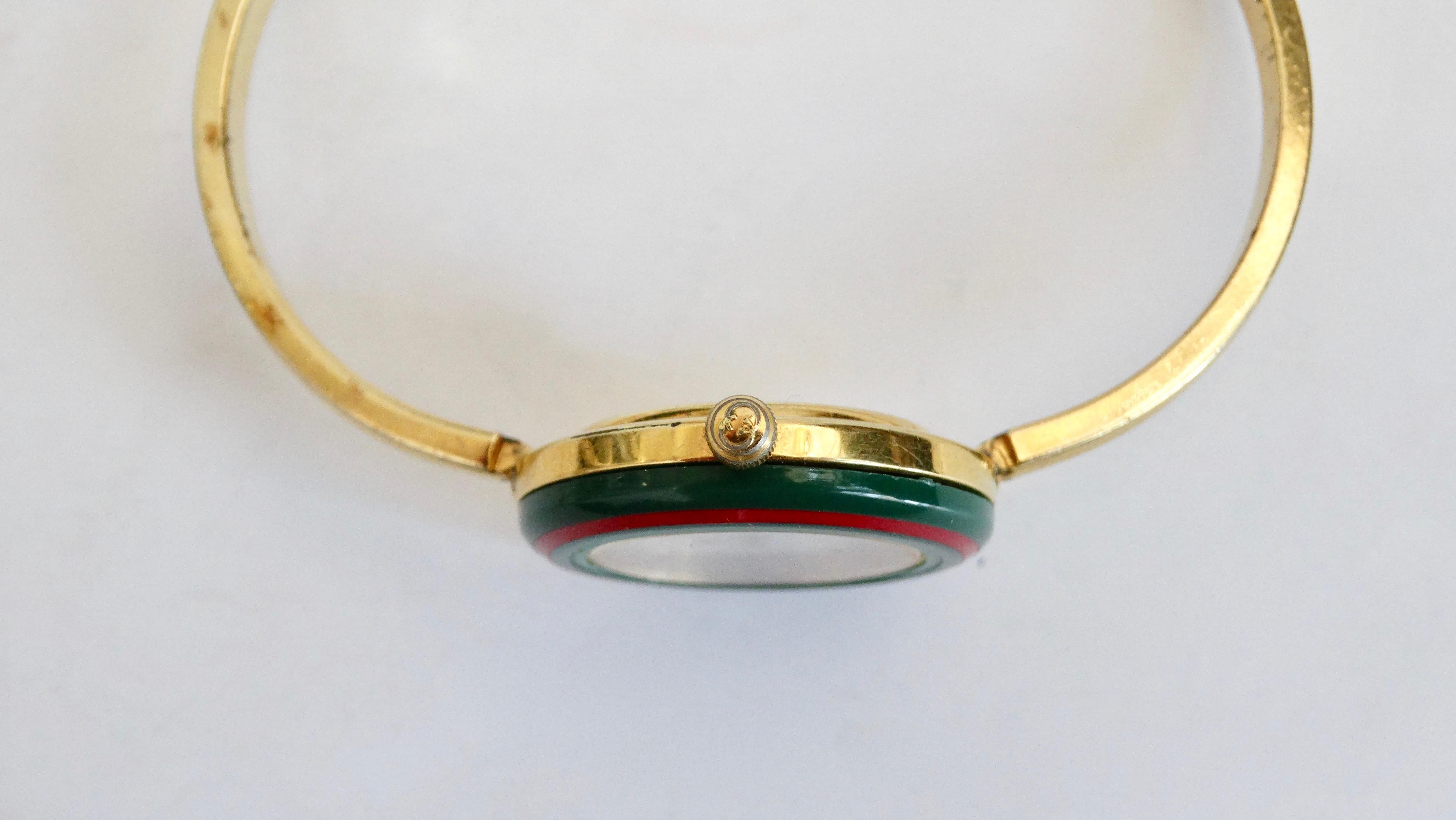Gucci 1980s Bangle Wrist Watch & Metallic Bezel Set 1