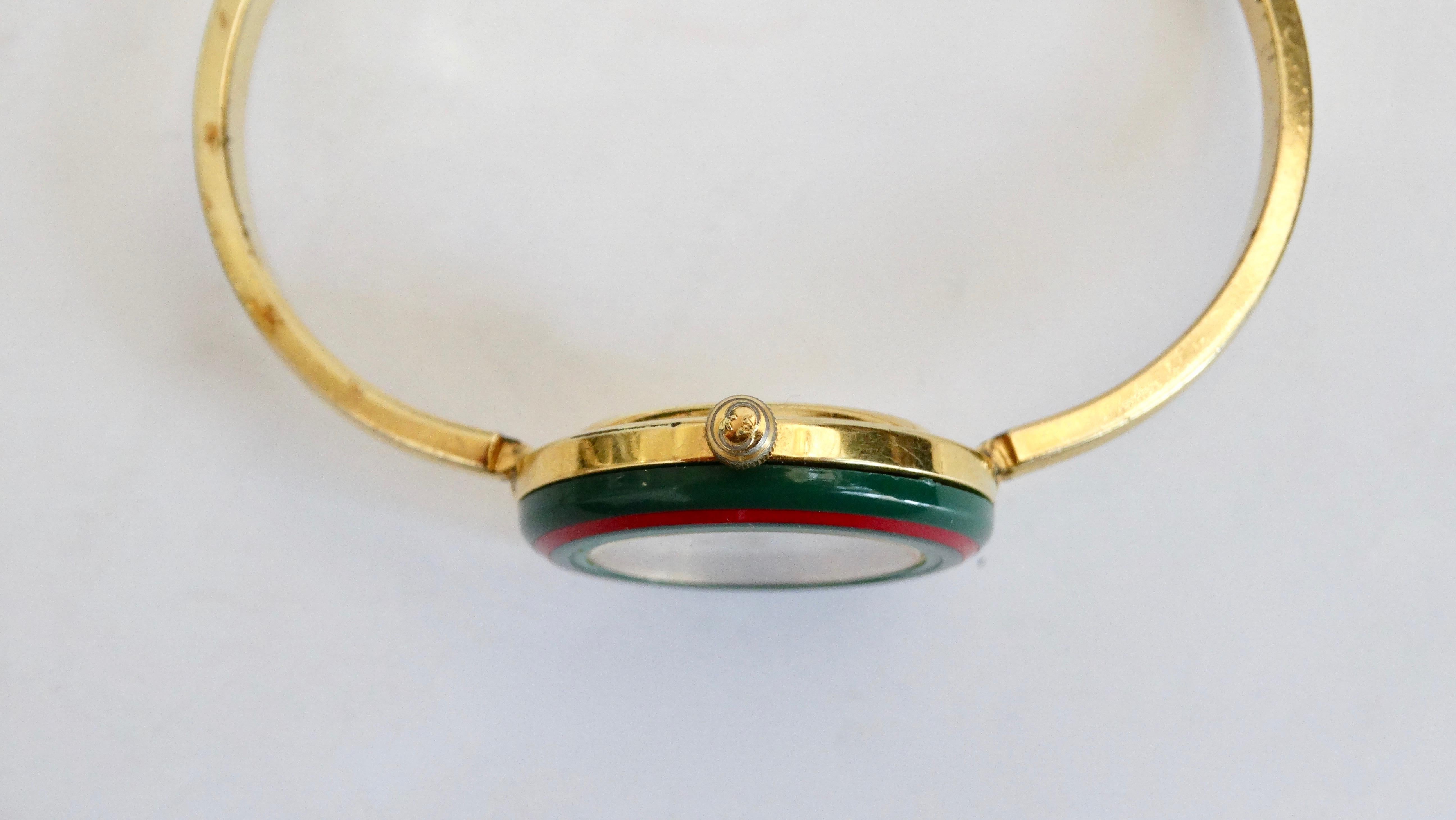 Gucci 1980s Bangle Wrist Watch & Metallic Bezel Set  1