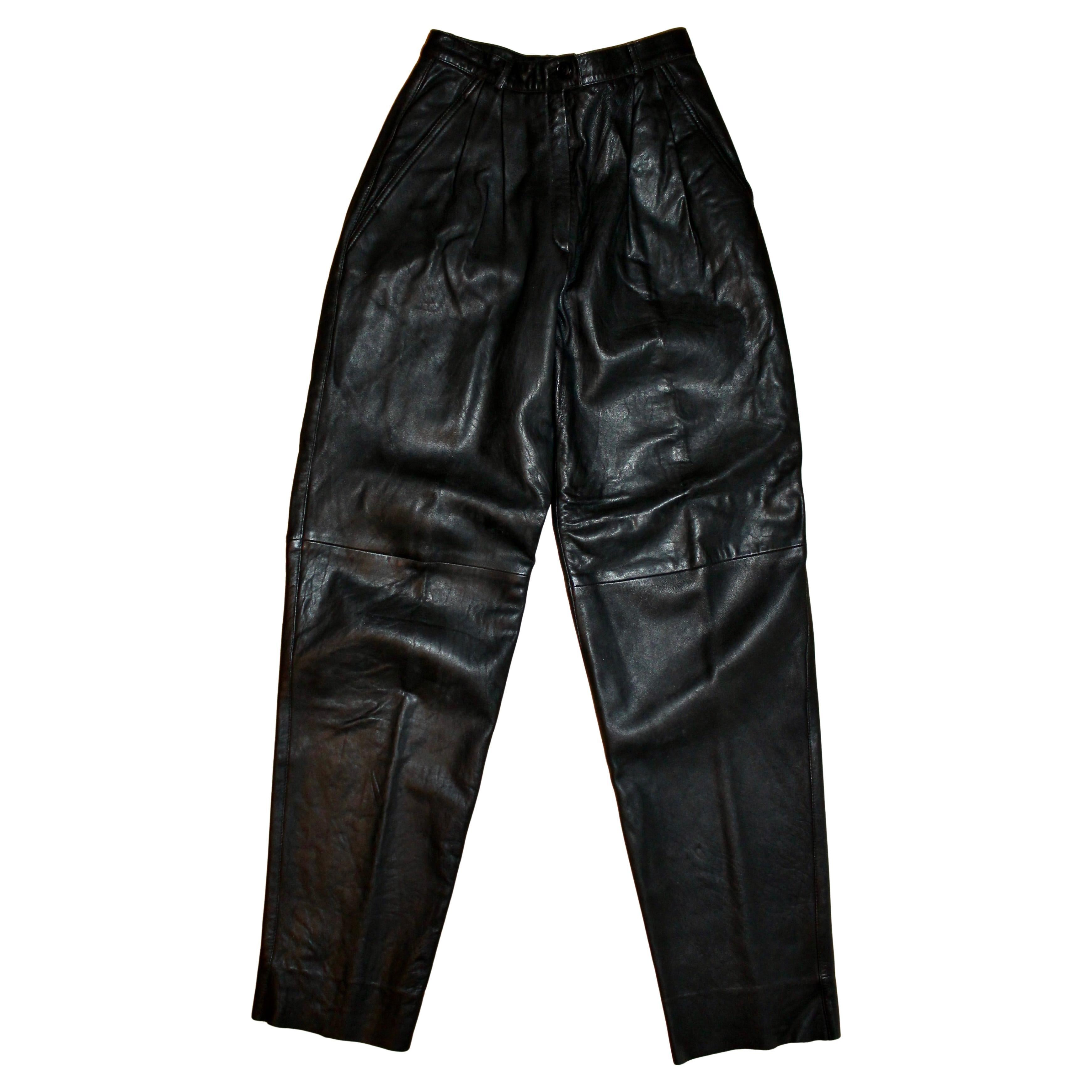 Gucci 1980
s Black Leather Trousers