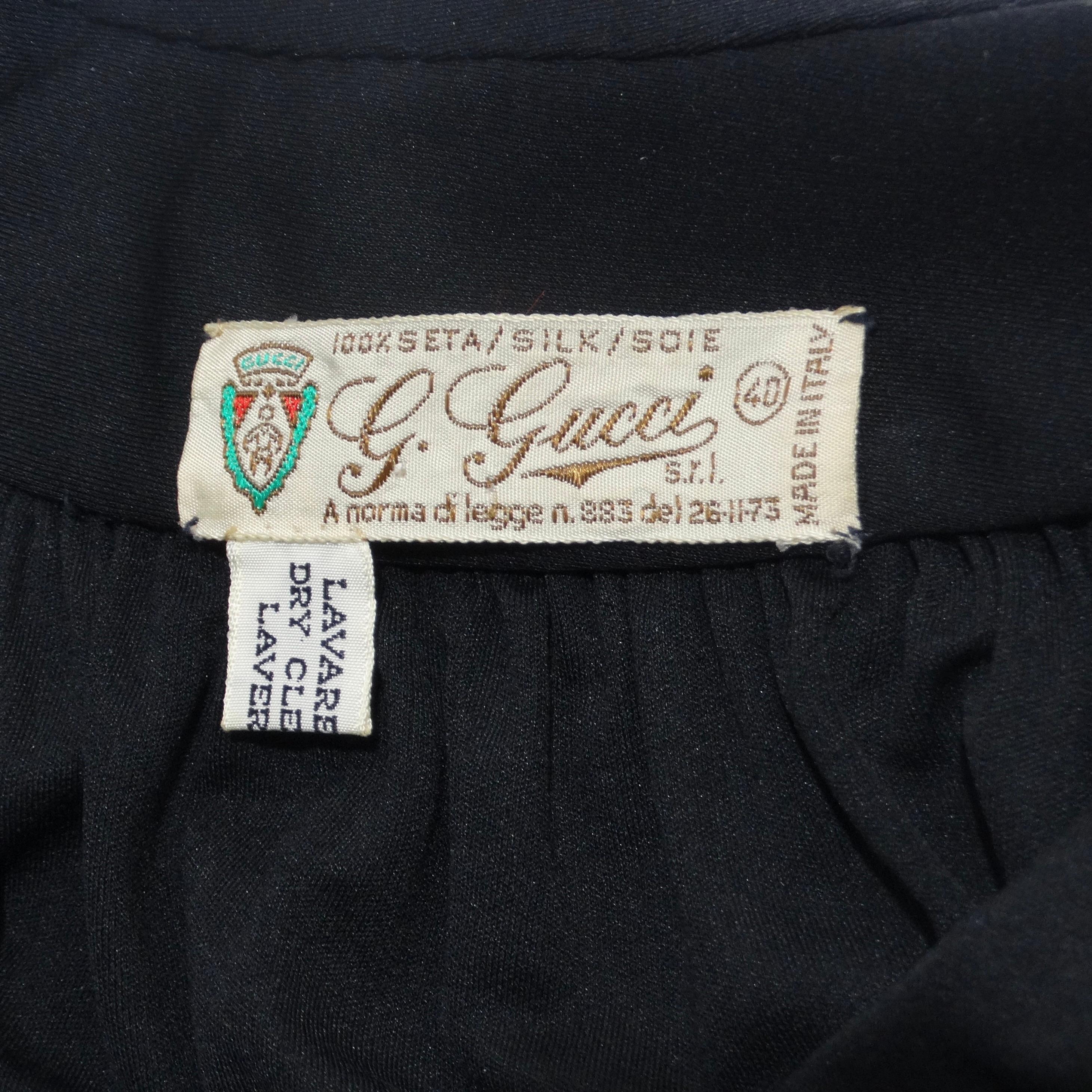 Robe à manches longues en soie noire Gucci, années 1980 en vente 5