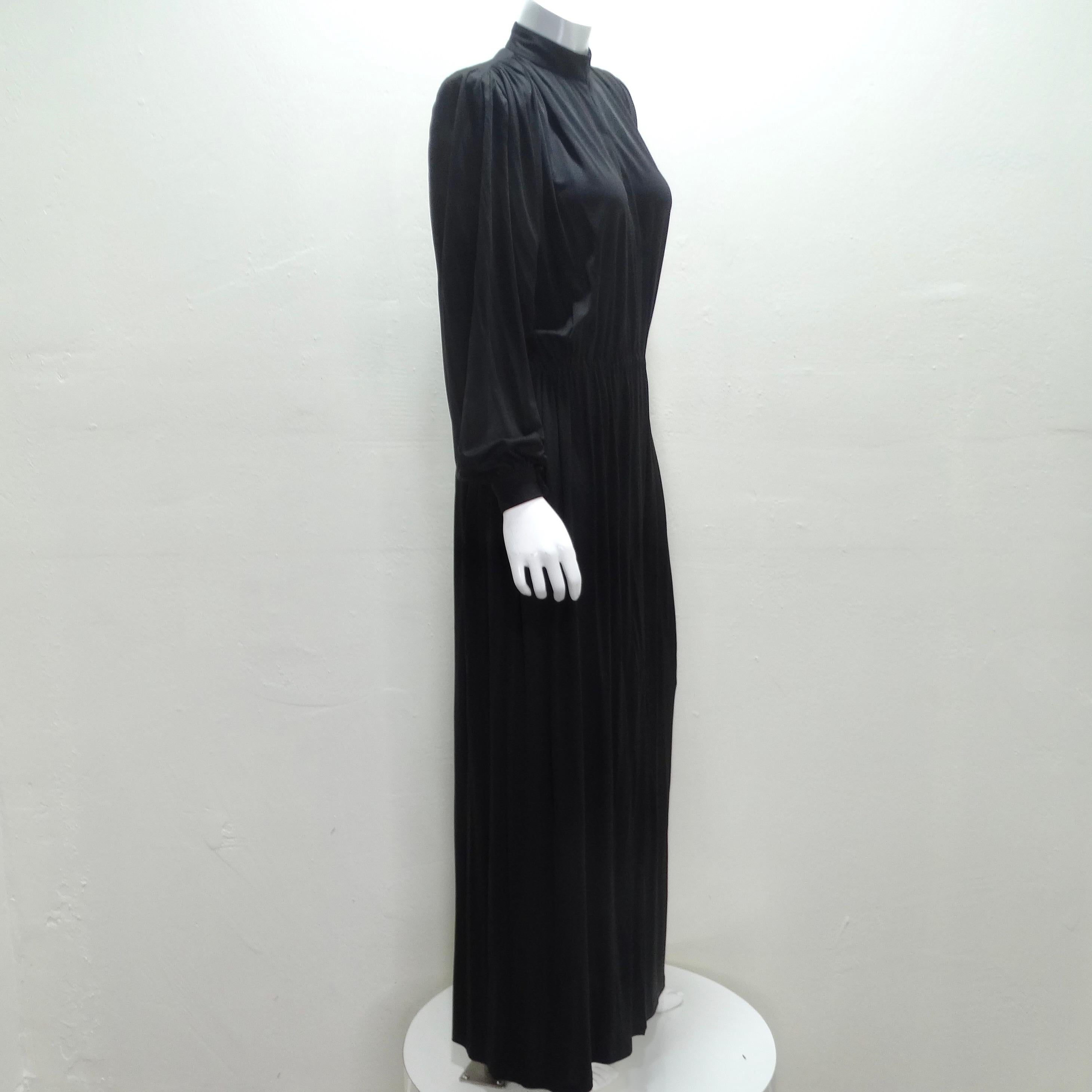 Gucci 1980s Black Silk Long Sleeve Gown For Sale 1