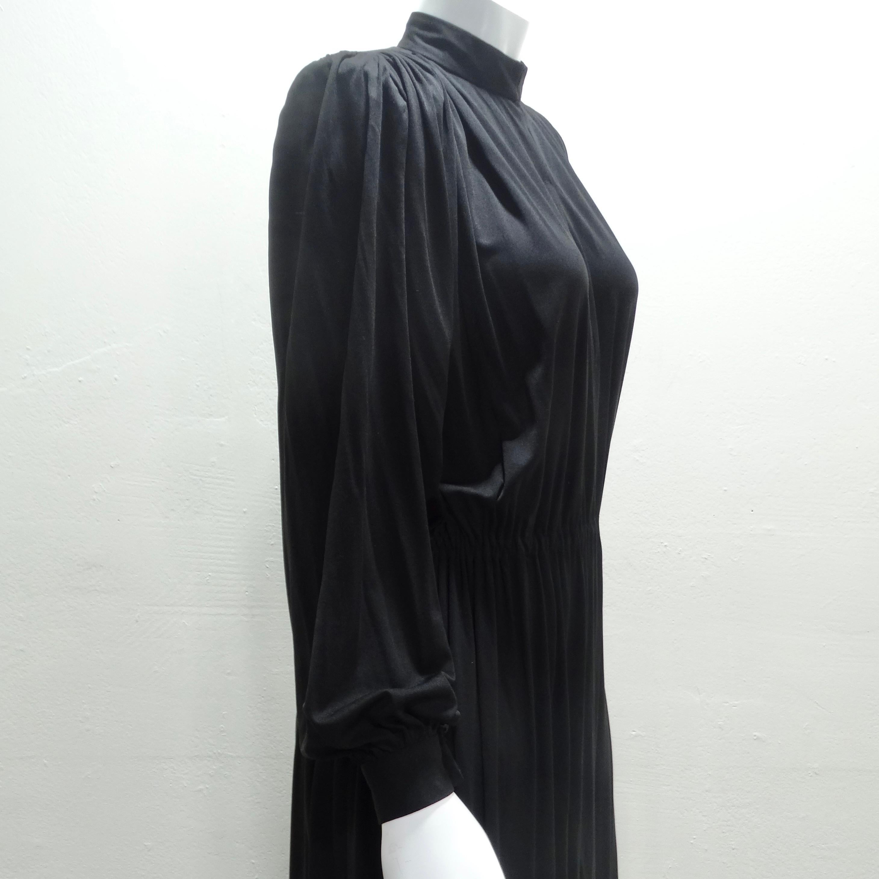 Robe à manches longues en soie noire Gucci, années 1980 en vente 1