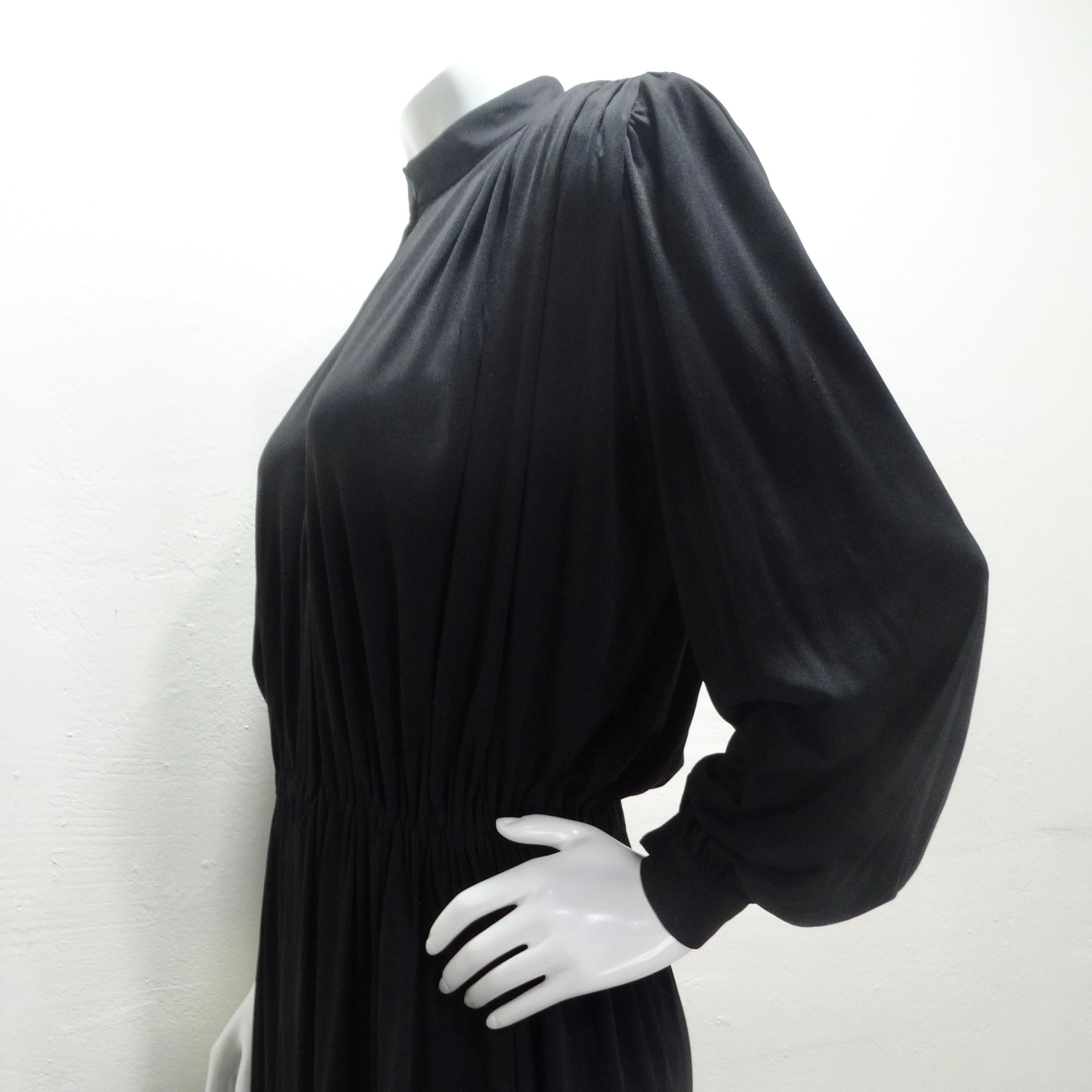 Gucci 1980s Black Silk Long Sleeve Gown For Sale 5