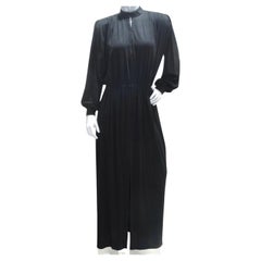 Retro Gucci 1980s Black Silk Long Sleeve Gown