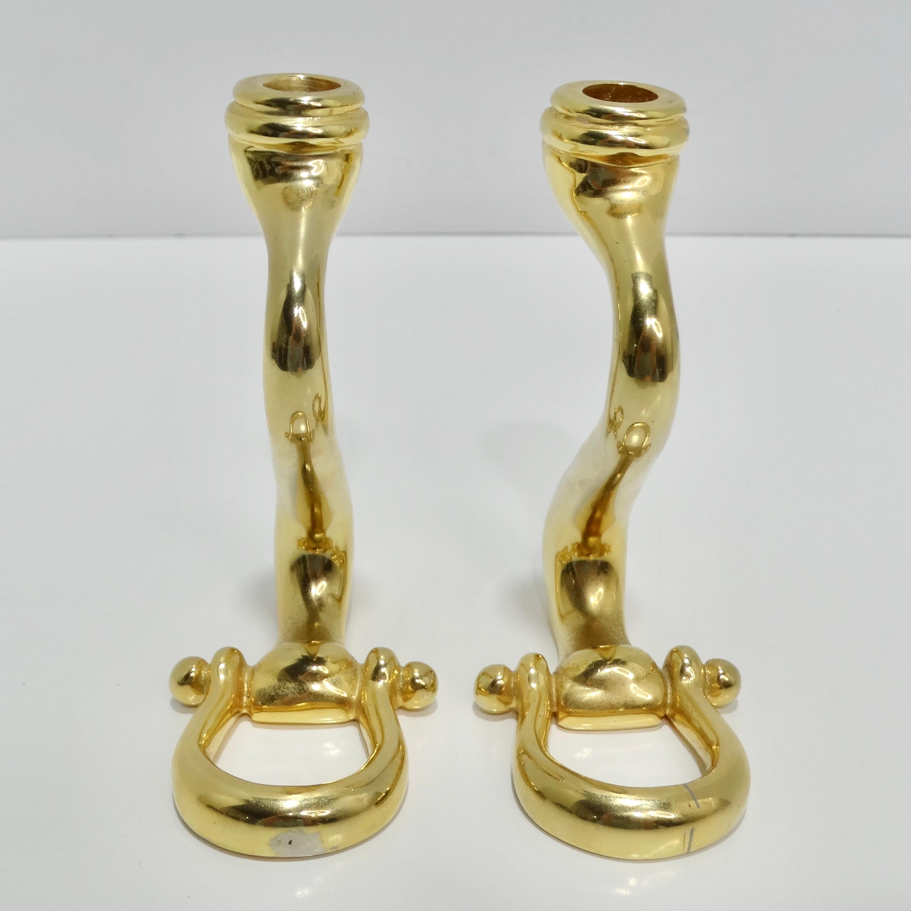 Women's or Men's Gucci 1980s Brass Horse Bit Candle Holders For Sale