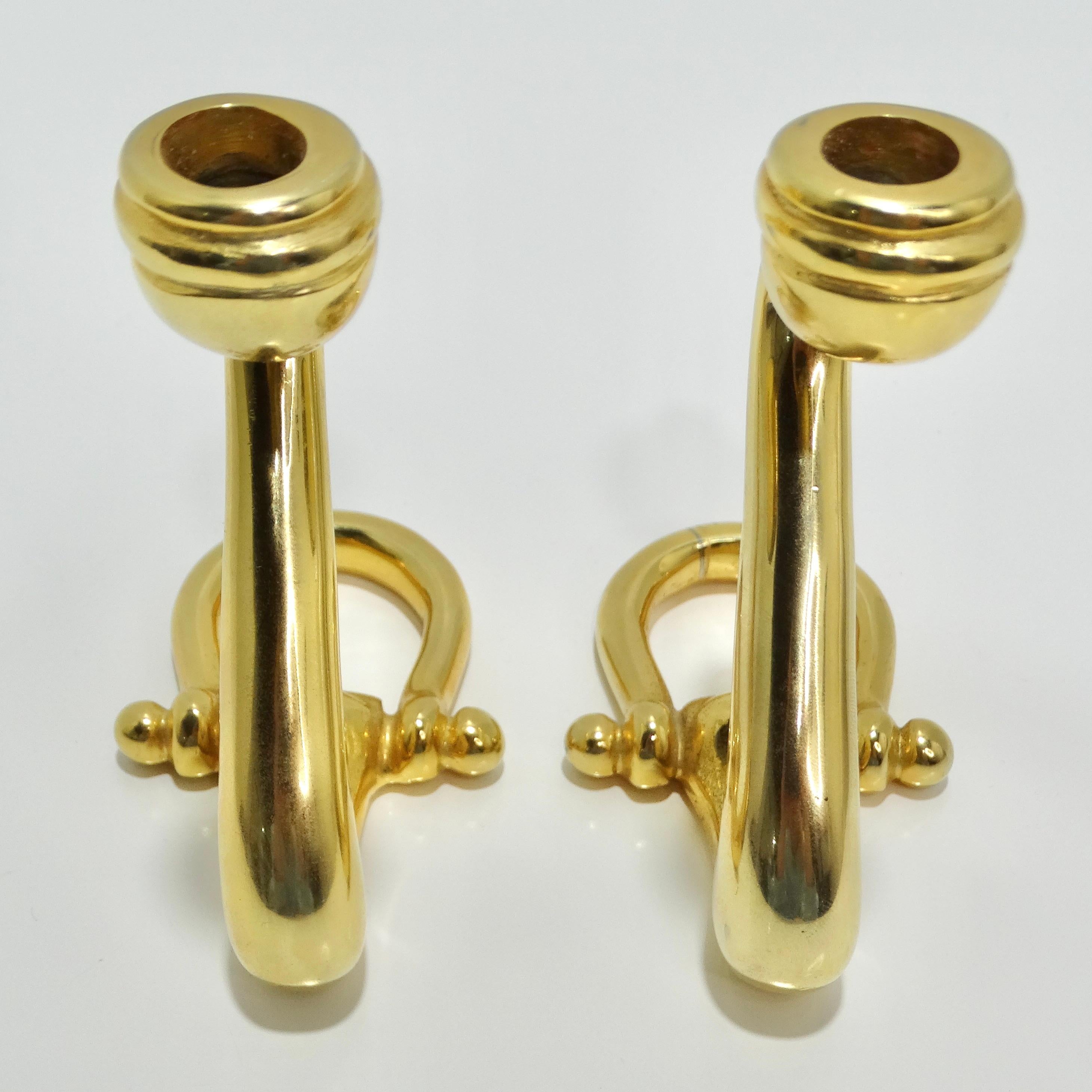 Gucci 1980s Brass Horse Bit Candle Holders For Sale 2
