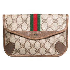 Used Gucci 1980s Brown Monogram Canvas Pouch