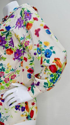 Gucci 1980s Flora Silk Blouse