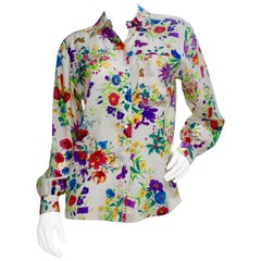 Gucci 1980s Flora Silk Blouse