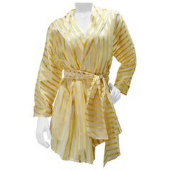 Vintage Gucci 1980s Gold Striped Silk Wrap Blouse