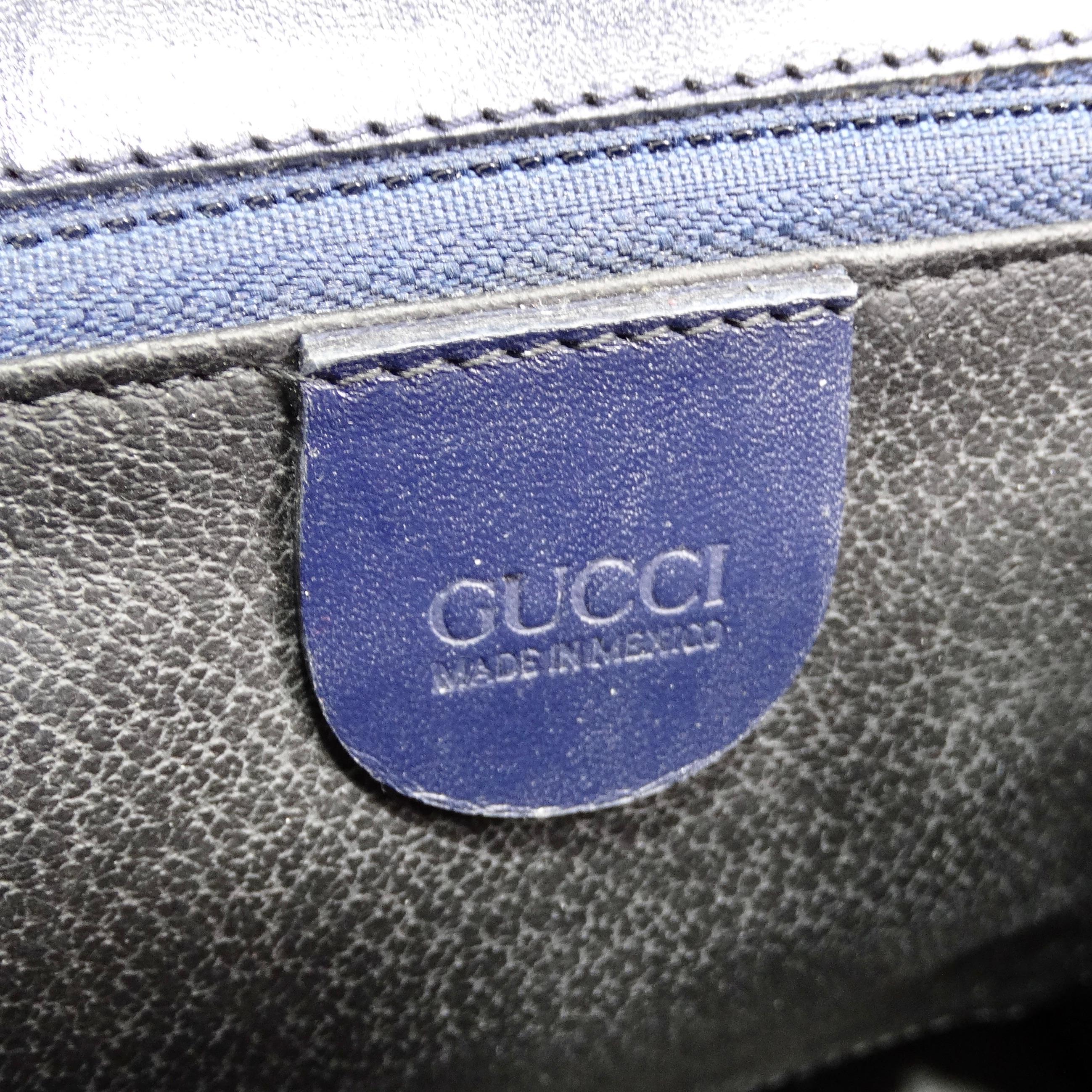 Gucci 1980s Lady Lock Navy Leather Handbag 4