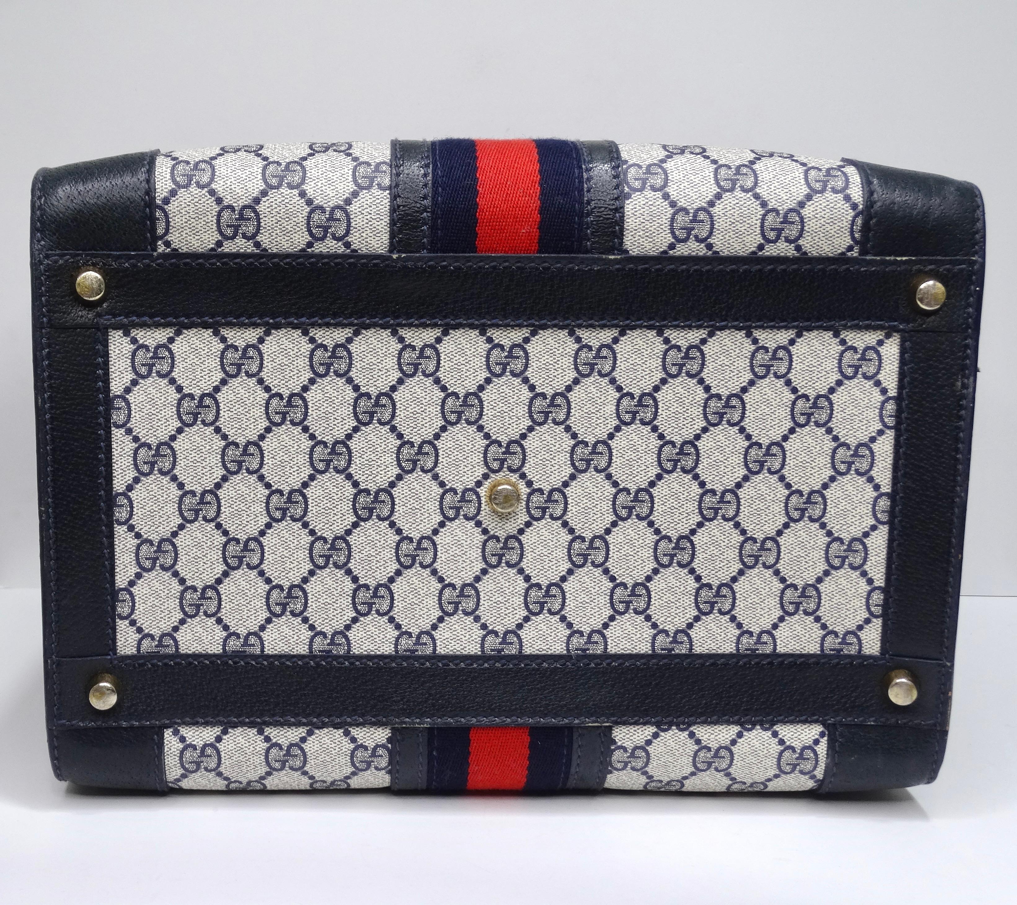 Gucci 1980's Lock Train Case in Navy Blue 5