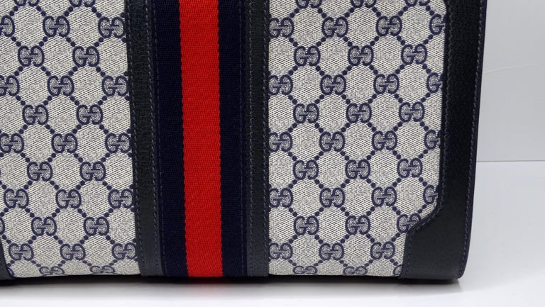 Gucci 1980's Lock Train Case in Navy Blue at 1stDibs