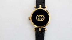 Gucci 1980s Mini Face Leather Wrist Watch