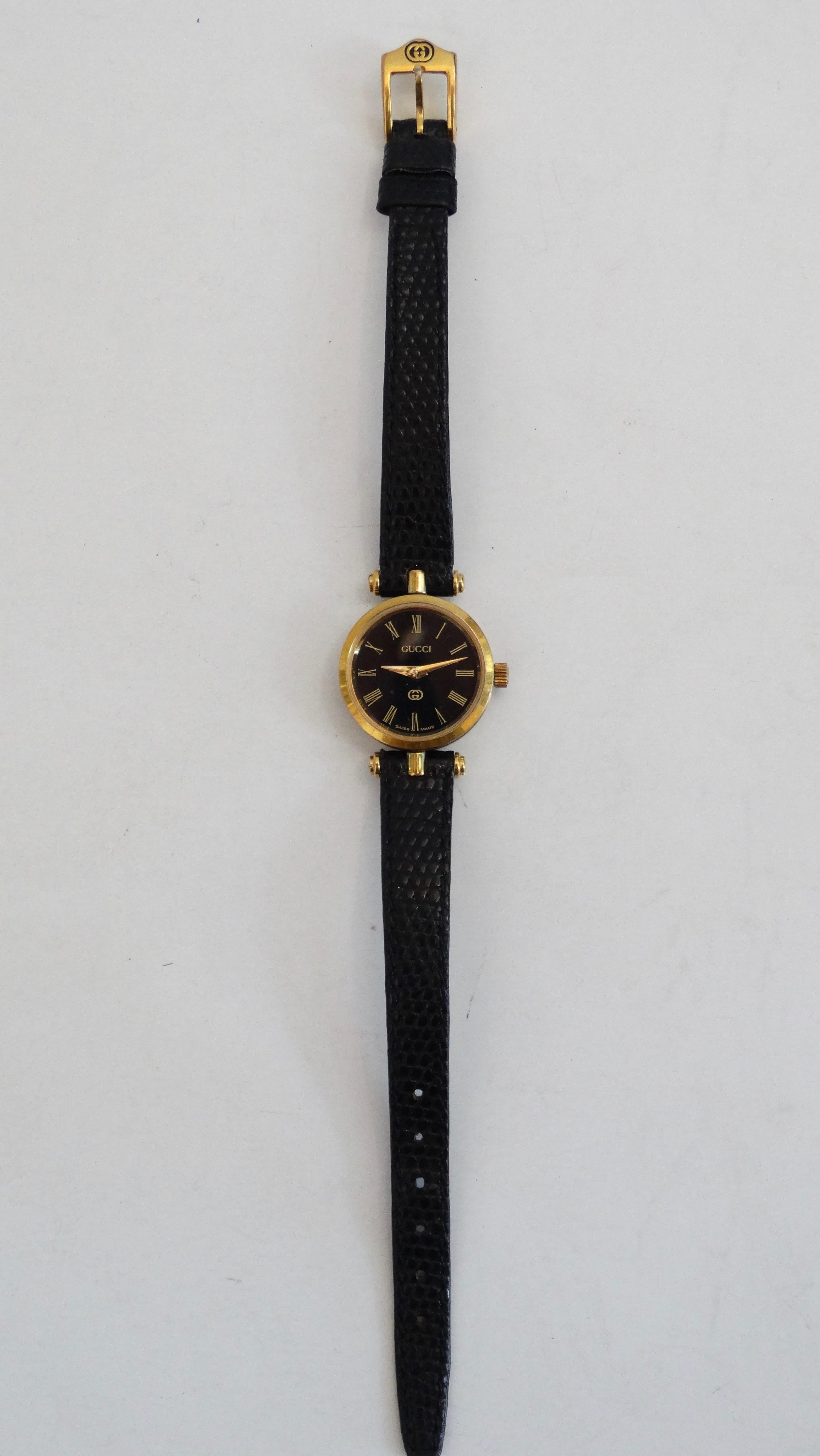 Gucci 1980s Mini Face Leather Wrist Watch  In Good Condition In Scottsdale, AZ