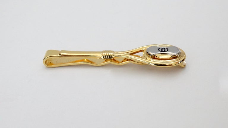 Gucci 1980s Mixed Metal Cufflinks and Tie Clip at 1stDibs