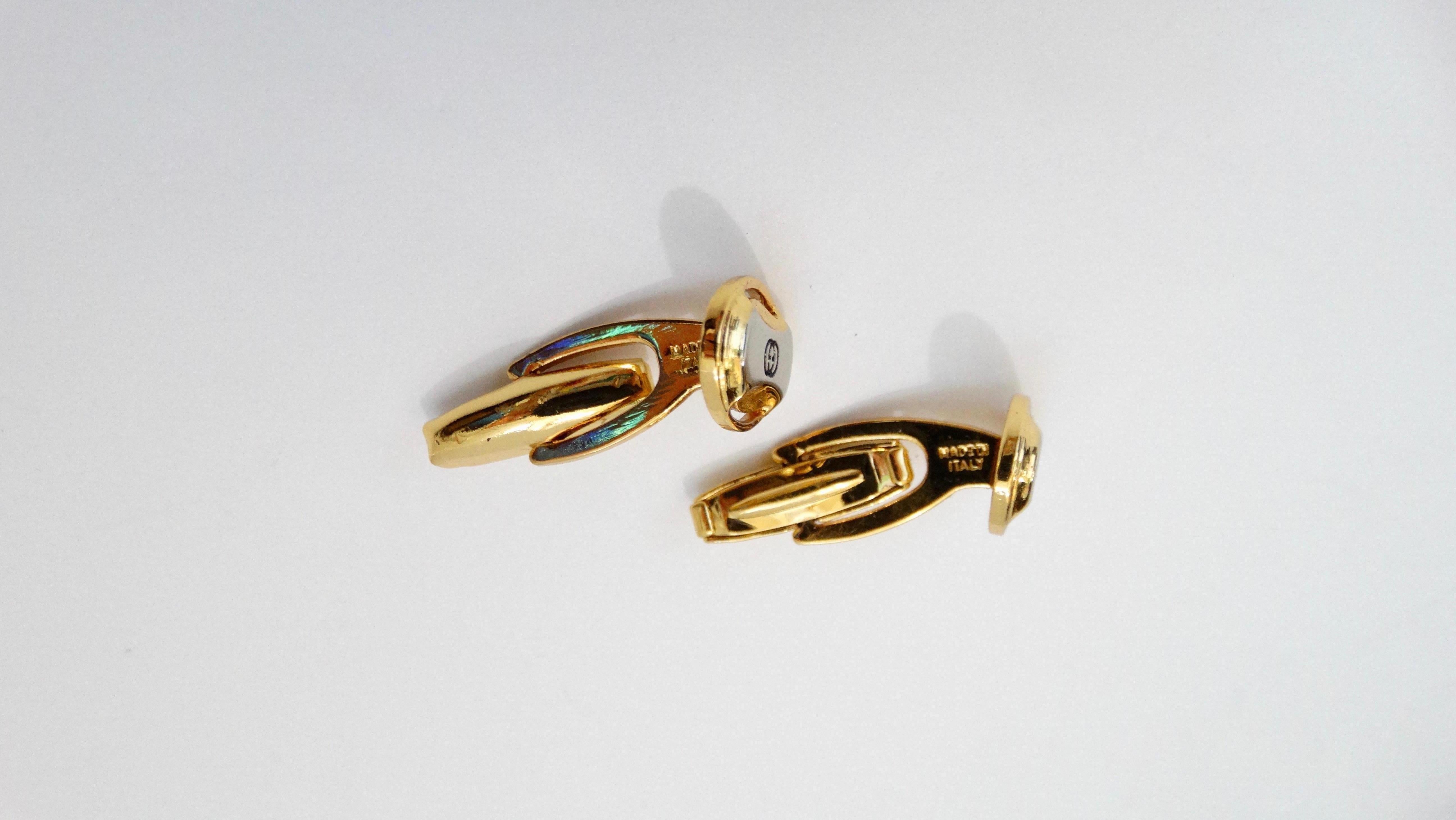 Gucci 1980s Mixed Metal Cufflinks & Tie Clip In Good Condition In Scottsdale, AZ