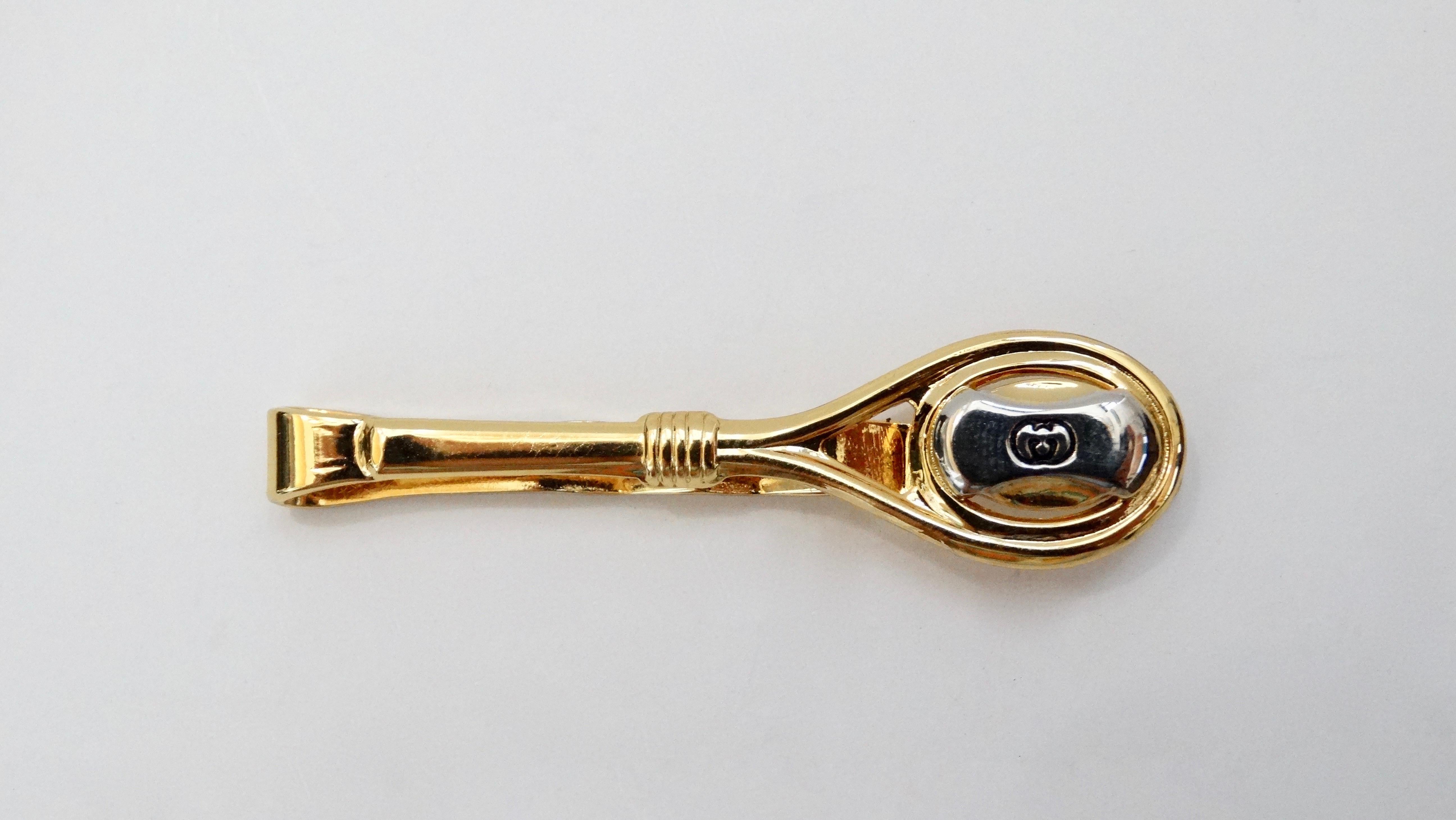 Gucci 1980s Mixed Metal Cufflinks & Tie Clip 1