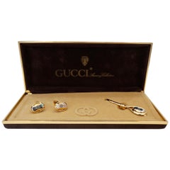 Gucci 1980s Mixed Metal Cufflinks and Tie Clip at 1stDibs