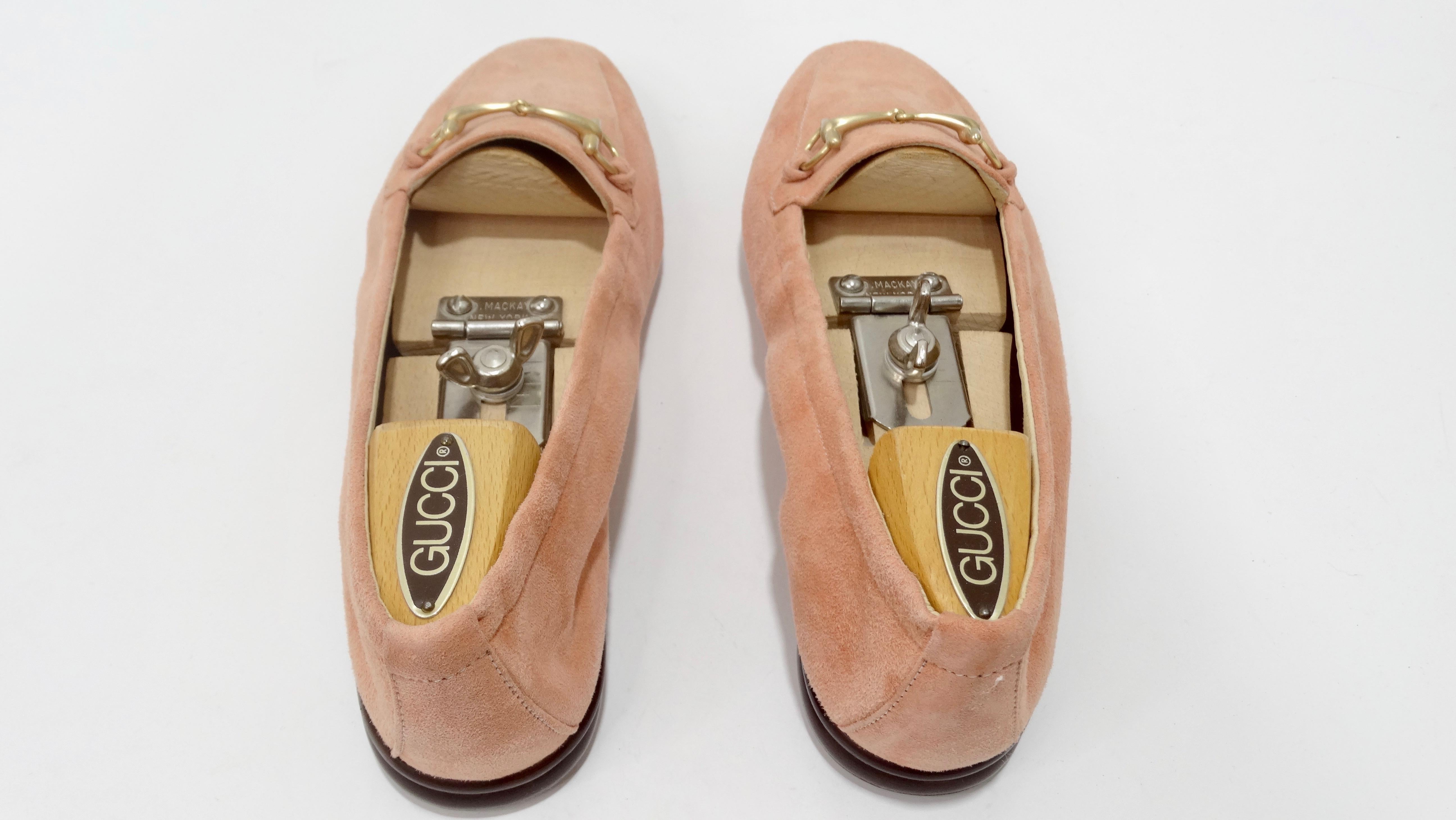 Gucci 1980s Pink Suede Horse-bit Loafers 4