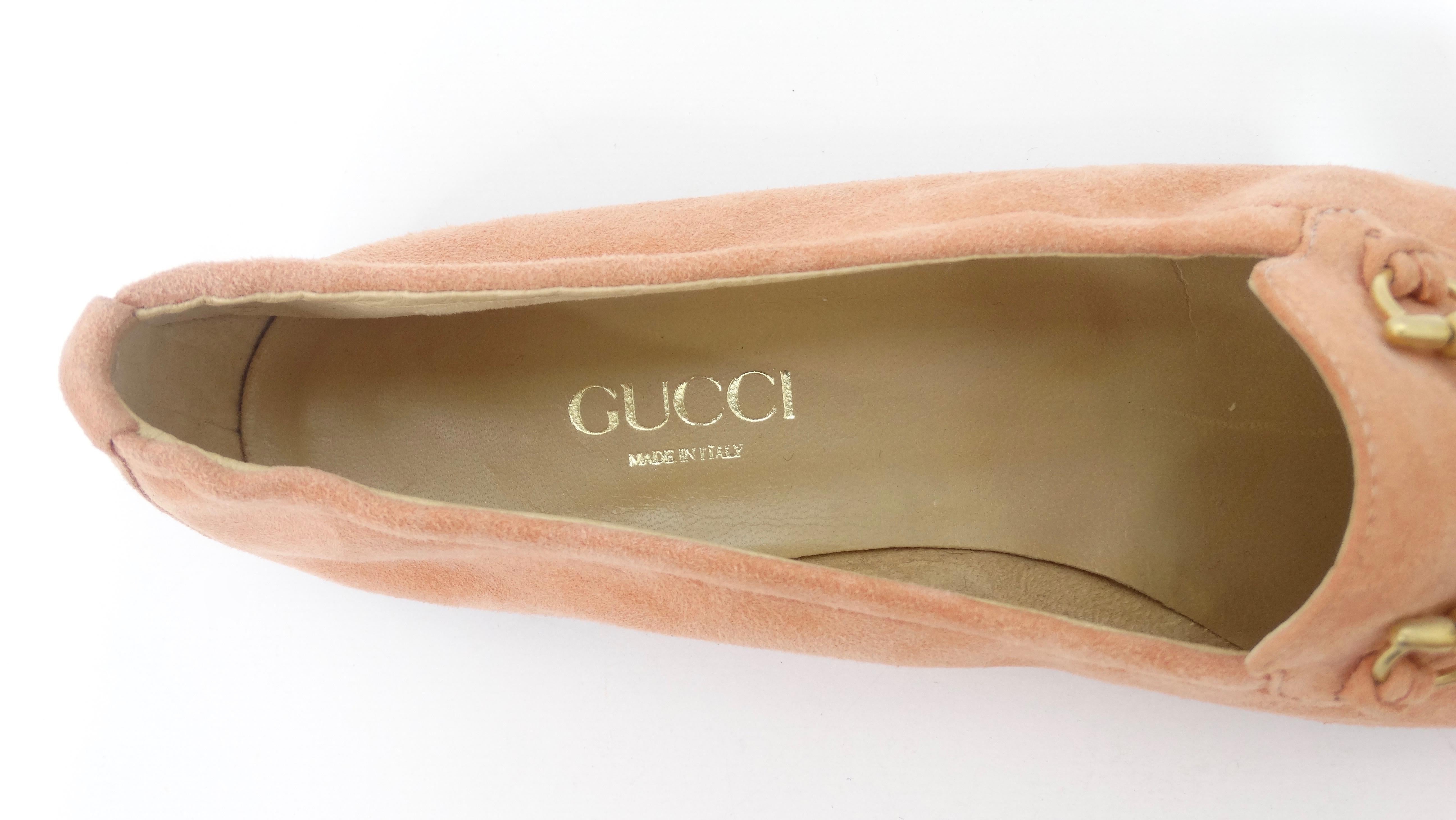 Gucci 1980s Pink Suede Horse-bit Loafers In Good Condition In Scottsdale, AZ
