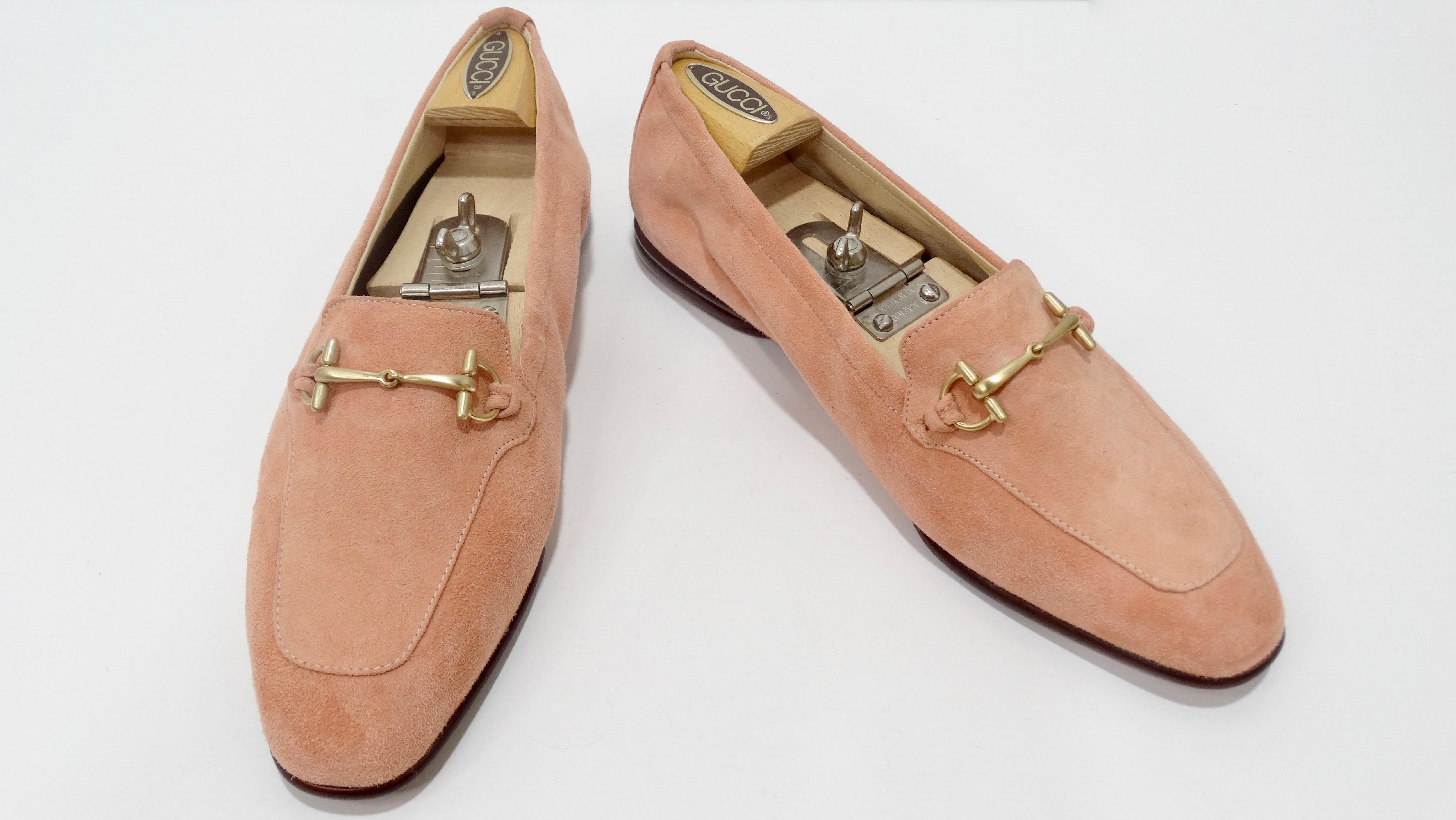 Women's Gucci 1980s Pink Suede Horse-bit Loafers