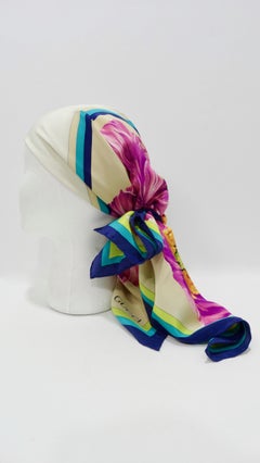 Gucci 1980s Purple Poppy Silk Scarf