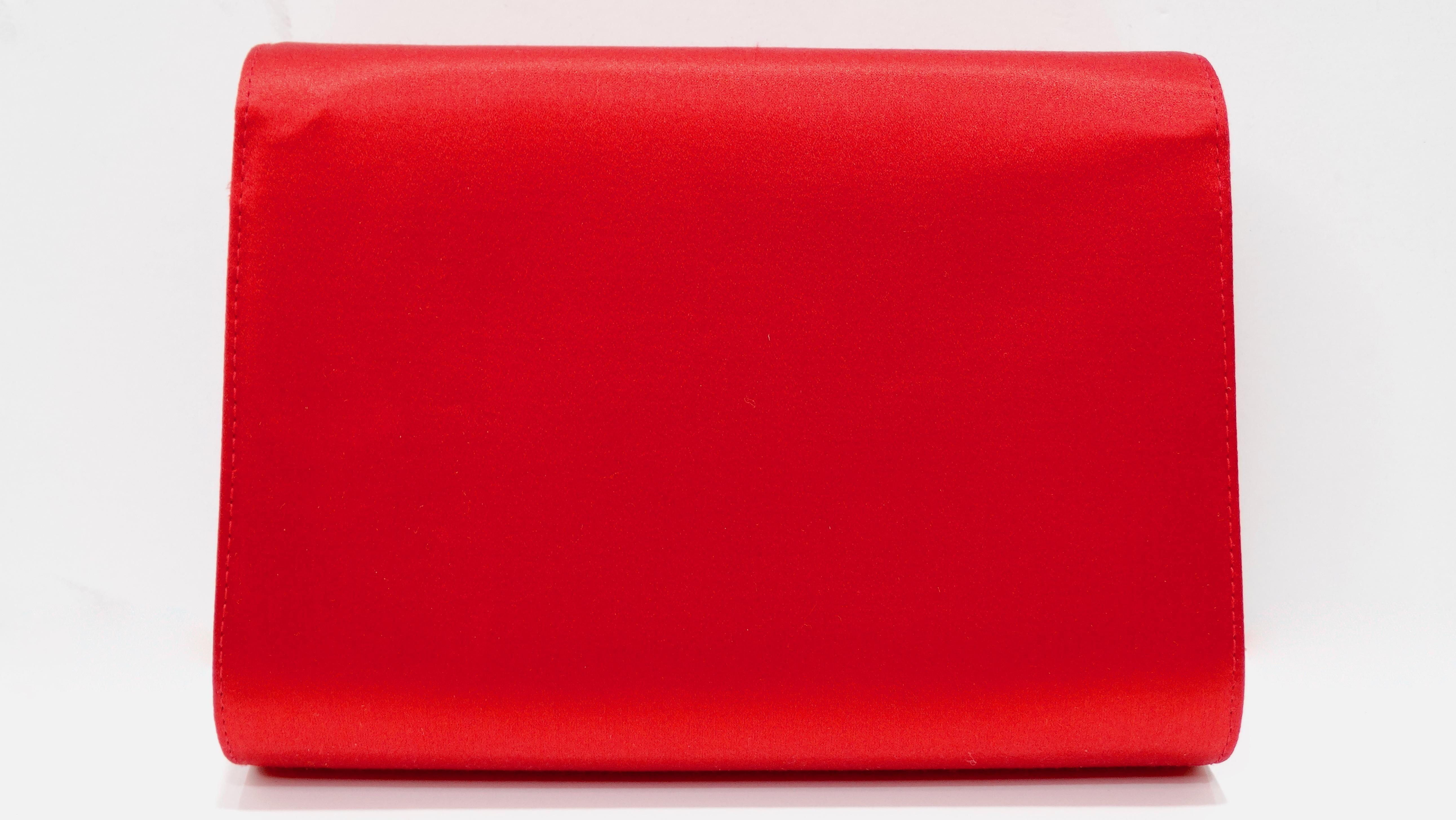 Gucci 1980s Red Satin Clutch In Good Condition In Scottsdale, AZ