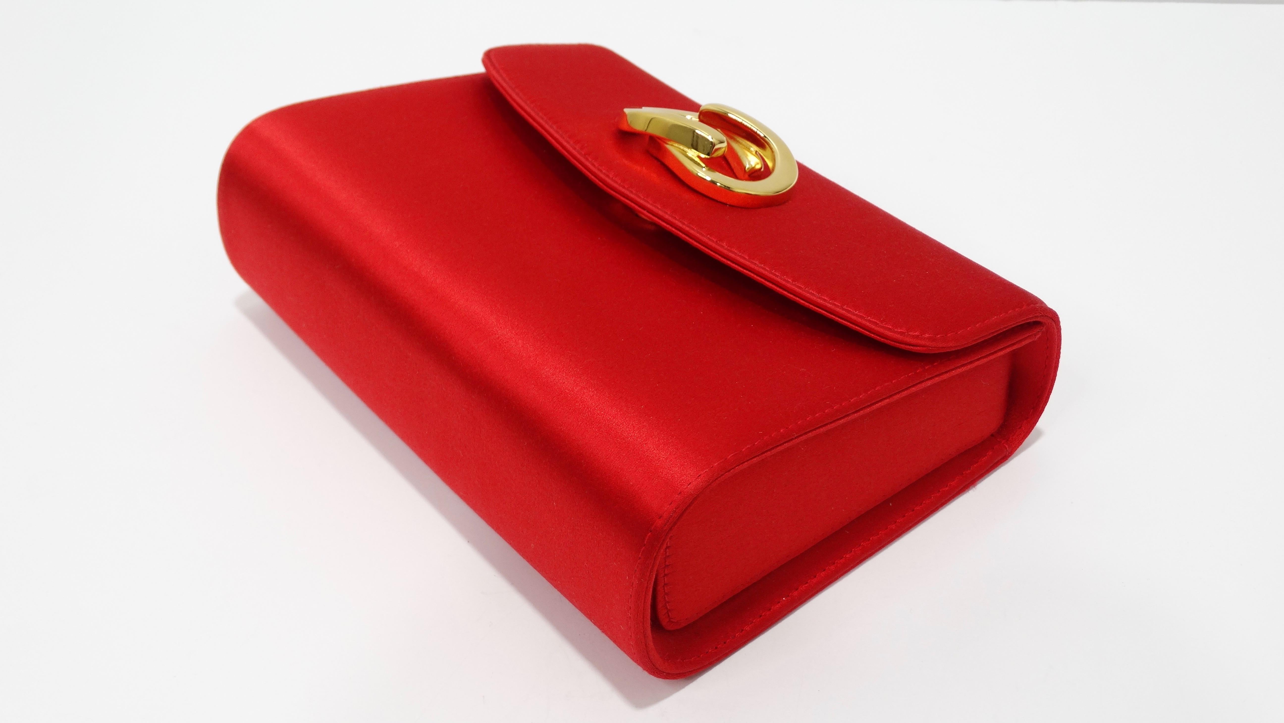 Gucci 1980s Red Satin Clutch 2