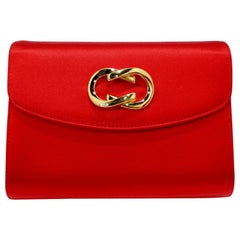 Vintage Gucci 1980s Red Satin Clutch