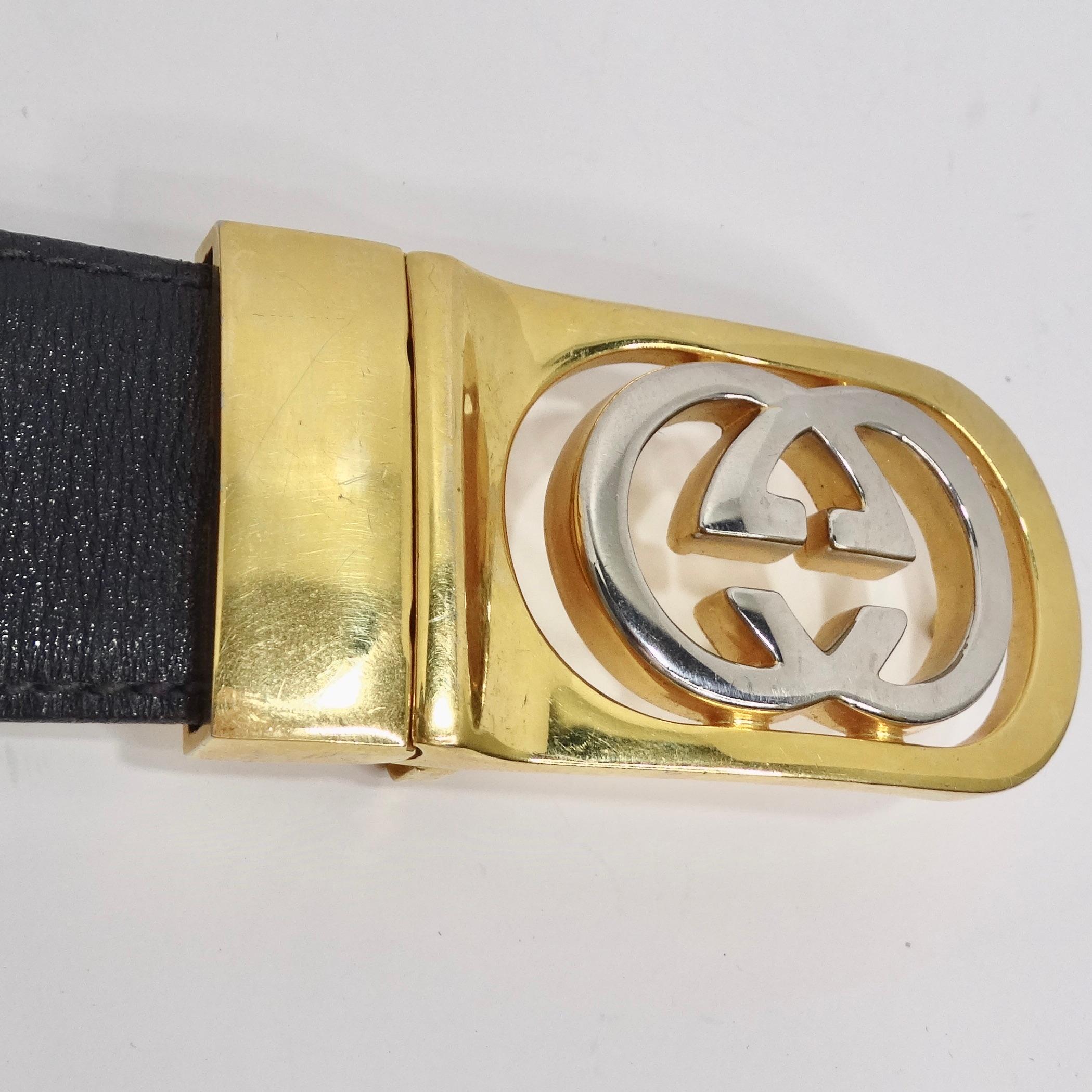 Gucci 1980s Silver and Gold Plated Belt 2