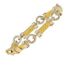 Gucci 1990's 18 Karat Two-Tone Gold Vintage Twisted Column Link Bracelet