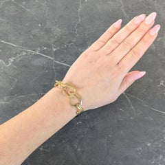 Gucci 1990's Oro Amarillo 18 Kilates Cuero Entrelazado G Pulsera Toggle Vintage