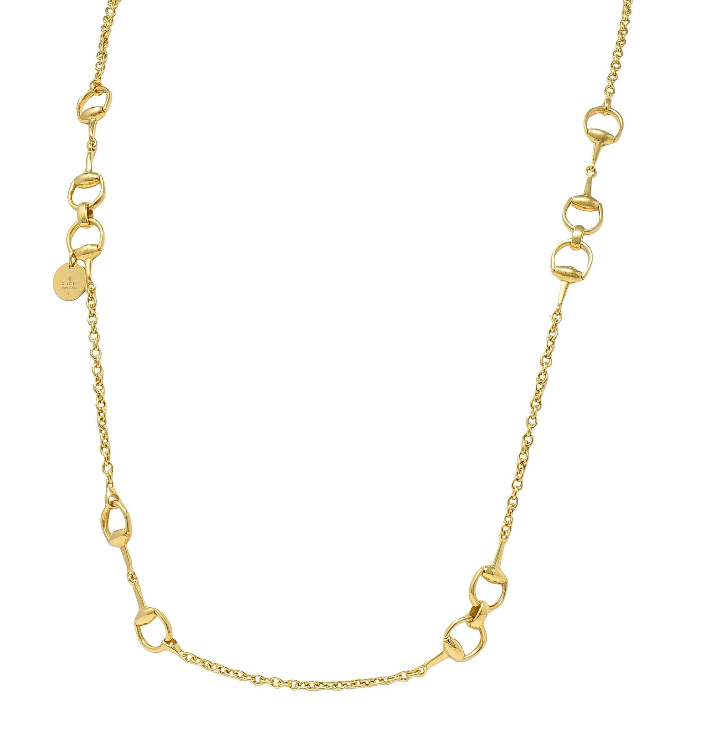 Gucci 1990's 18 Karat Yellow Gold Vintage Horsebit 36 IN Long Chain Necklace For Sale 5
