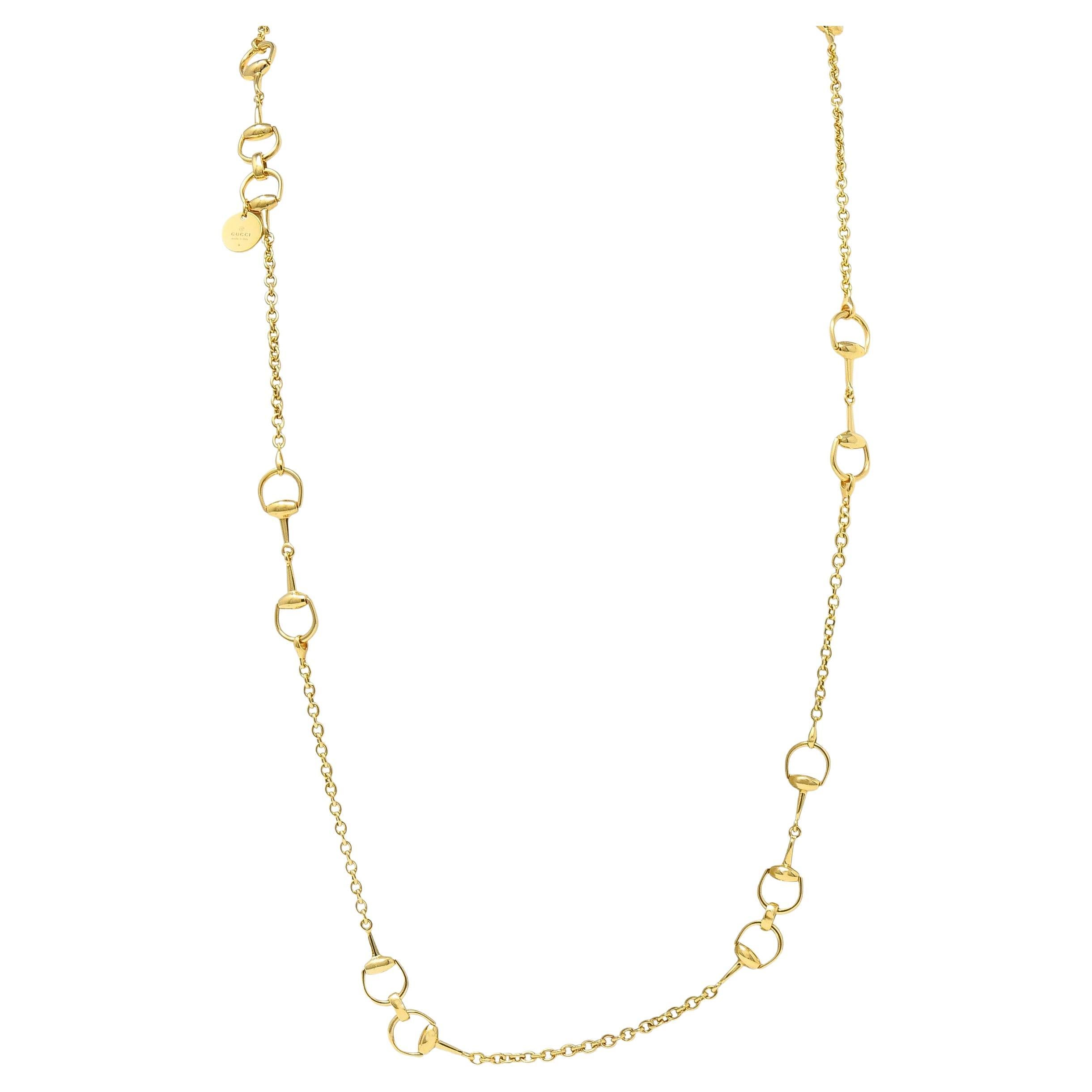 Gucci 1990's Or jaune 18 carats Vintage Horsebit 36 IN Long Chain Necklace