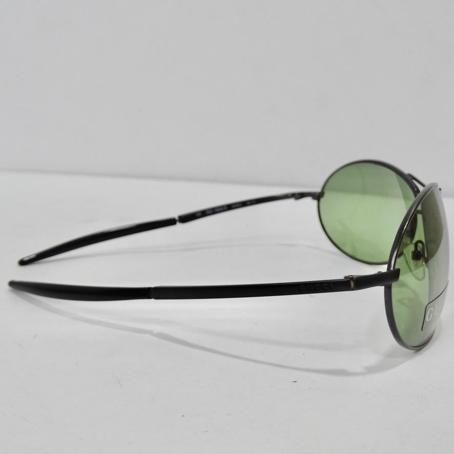 Gucci 1990s Black/Green Lense Sunglasses In New Condition For Sale In Scottsdale, AZ