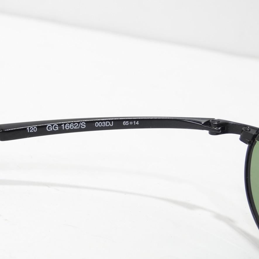 Gucci 1990s Black/Green Lense Sunglasses For Sale 1