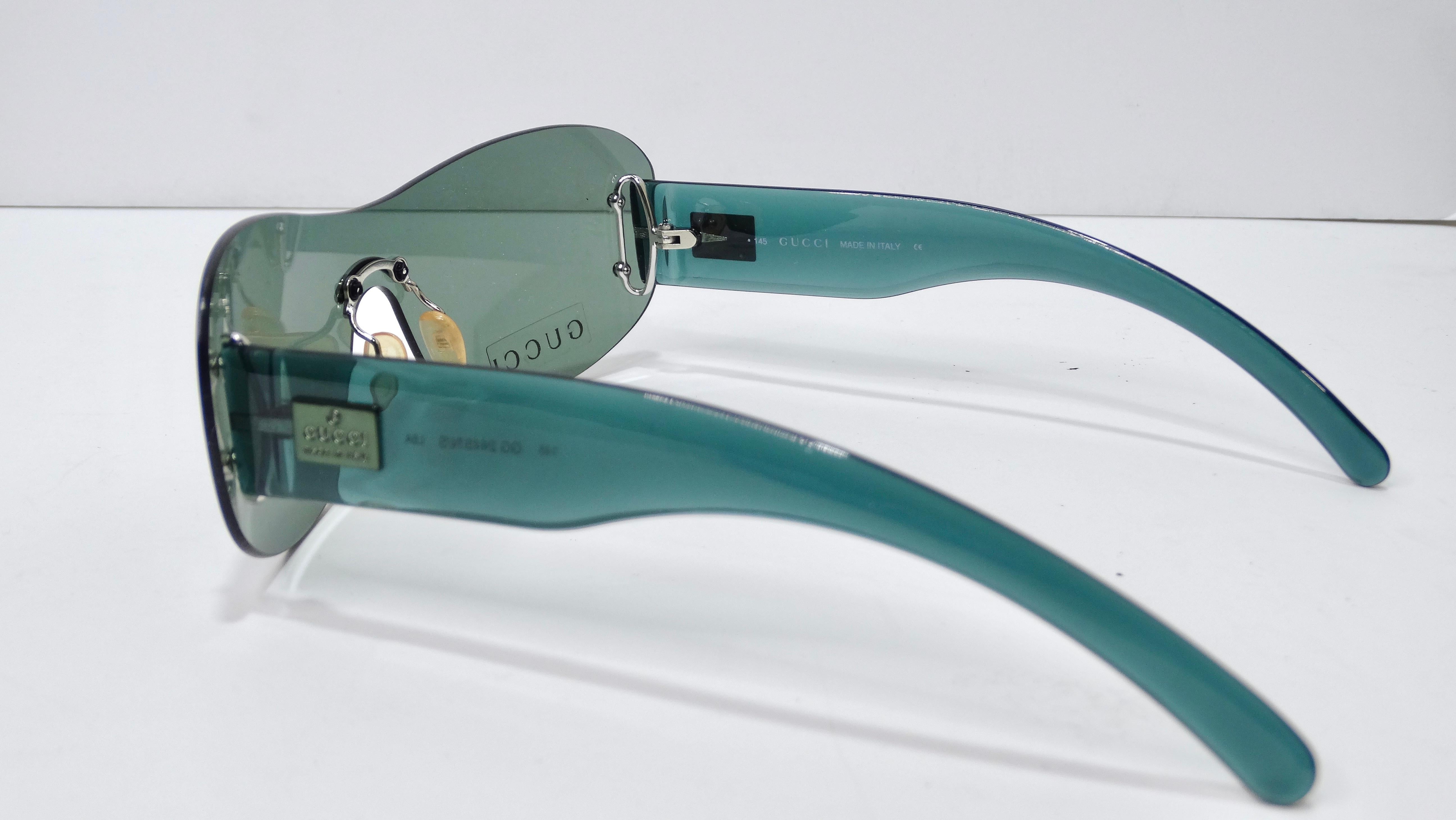 Lunettes de soleil Gucci 1990''s Blue Shield Unisexe en vente