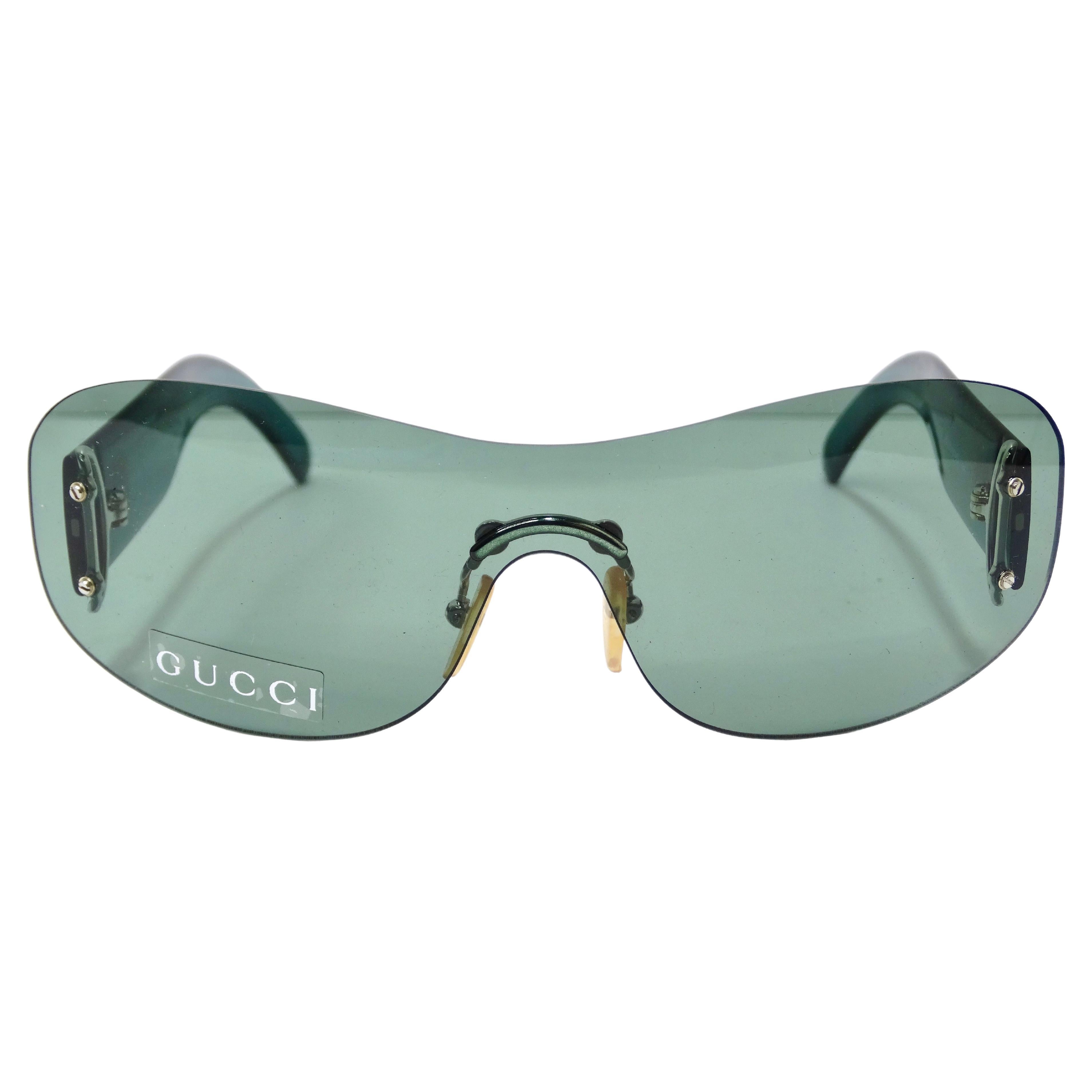 Gucci 1990's Blue Shield Sunglasses For Sale