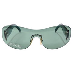 Used Gucci 1990's Blue Shield Sunglasses
