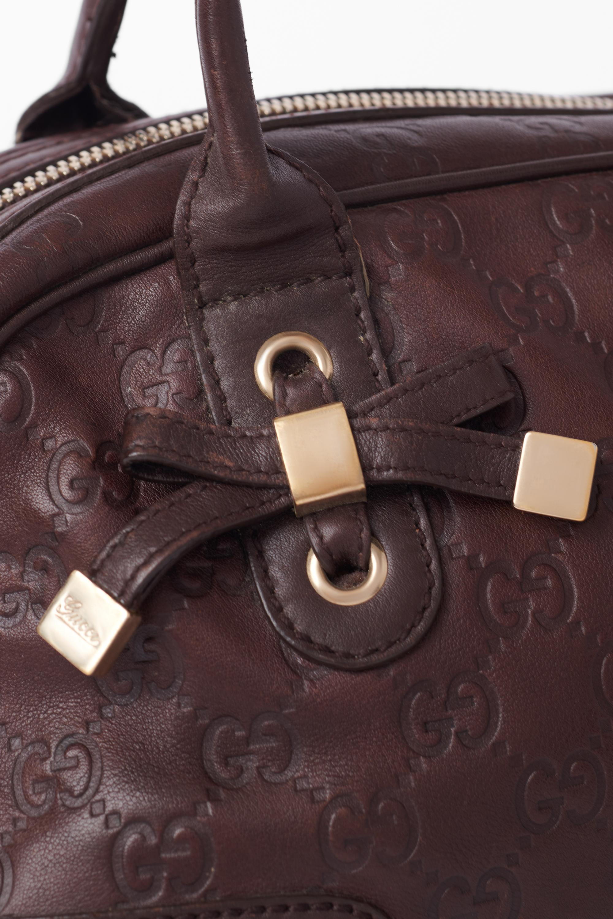 Gucci 1990’s Brown GG Boston Bag In Good Condition In London, GB