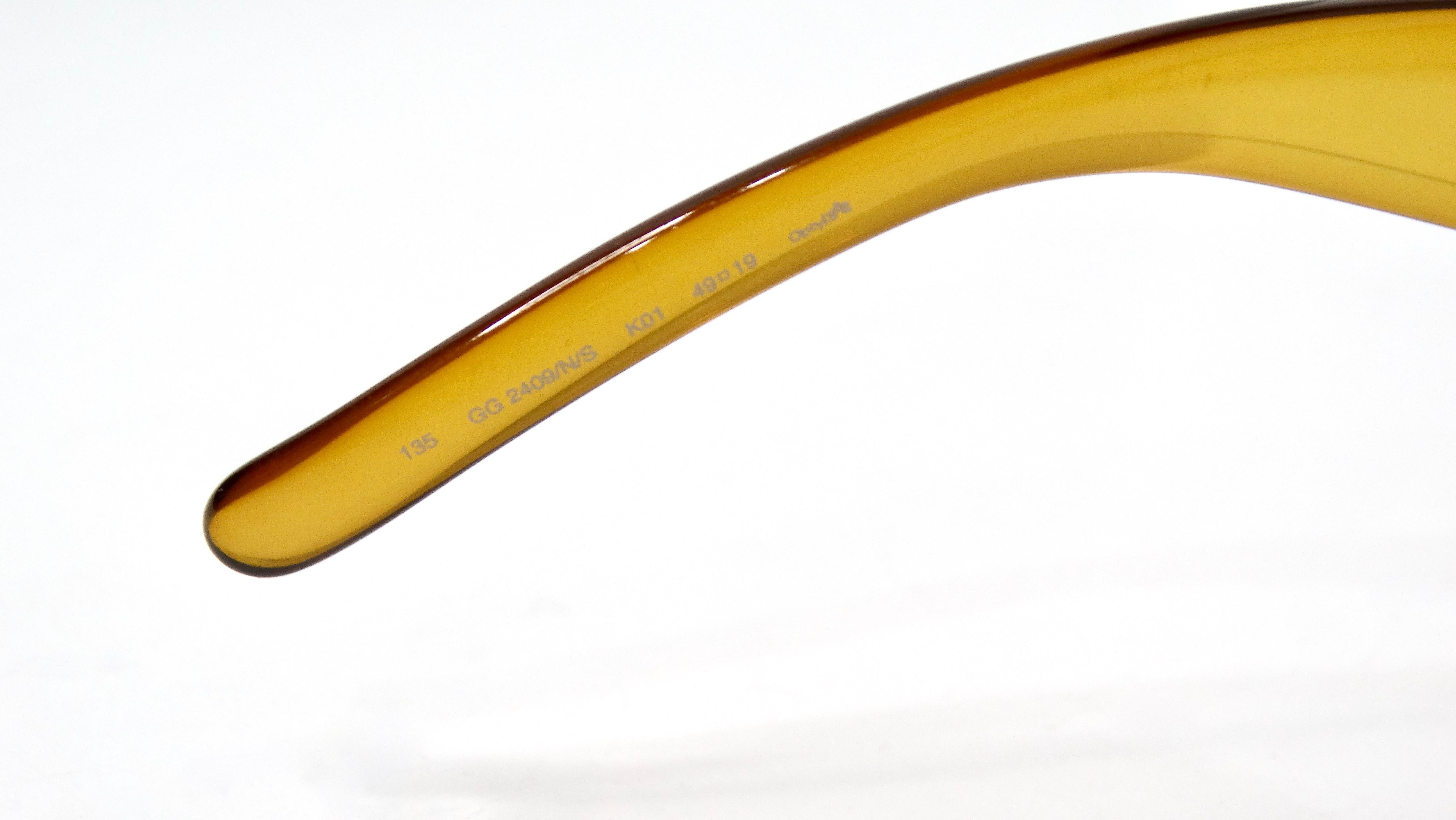 da uomo o donna Occhiali da sole con montatura rettangolare Gucci 1990s GG2409 giallo traslucido colorato in vendita