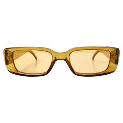 Lunettes de soleil Gucci 1990 GG2409 jaune translucide teinté à monture rectangulaire