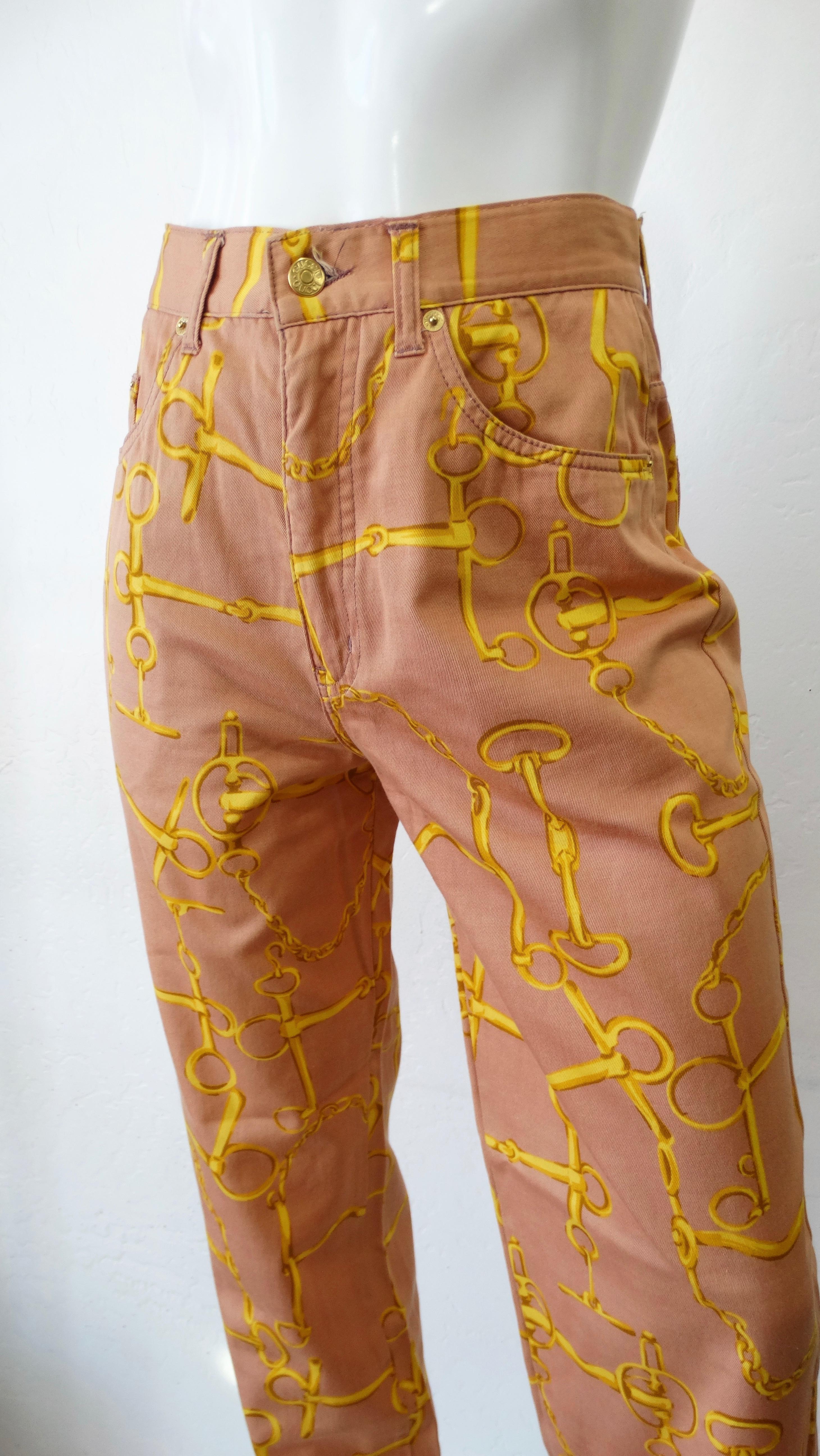 Gucci 1990s Horse Bit High Waisted Coral Jeans  For Sale 7